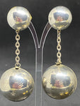 Vintage Dangling Spheres Silver Tone Earrings