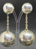 Vintage Dangling Spheres Silver Tone Earrings