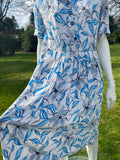1940s Silk Crepe Flower Print Dress