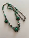 Louis Rousselet Green Glass and Metal Necklace
