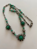 Louis Rousselet Green Glass and Metal Necklace