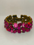 Vintage Red and Pink Crystal Hinged Cuff