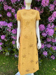 Vintage 1960s Long Mustard Yellow Taffeta Silk Dress