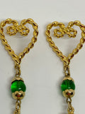 Vintage Long Dangling Heart Earrings