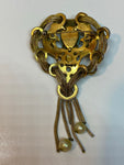 Vintage Tasselled Turquoise Peking Glass Brooch
