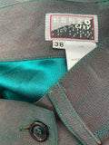 1990s Kenzo City Green Burgundy Iridicent Deconstructed Skirt