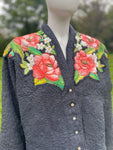 Matelasse Jacket with Appliqué silk Roses and Beads