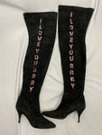 Vintage I LOVE YOU BABY Over the knee boots by Pied a Terre