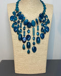 Blue Lucite Cascade Bib  ecklace