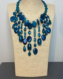 Blue Lucite Cascade Bib  ecklace