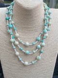 Vintage triple row glass “Eau de Nil” beads necklace.