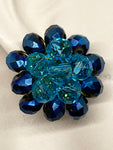 Vintage 1970s Blue Glass Clip-On Earrings
