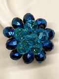 Vintage 1970s Blue Glass Clip-On Earrings