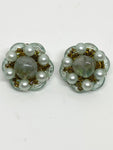 Vintage 1970s Blue/Green Colored Clip-On Earrings