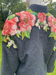 Matelasse Jacket with Appliqué silk Roses and Beads