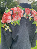 Matelasse Jacket with Appliqué silk Roses and Beads
