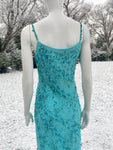 1990s Bias Cut Beaded Blue Dress