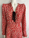 "Sitôt"Vintage 1930's Crepe Silk Floral Dress UK 14-16