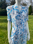 1940s Silk Crepe Flower Print Dress