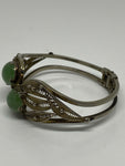 Vintage Sorrento Sterling Silver Jade Hinged Bangle