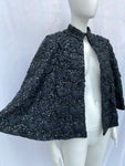 Vintage Ribbon and Sequinned Knit Wool Cape