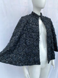 Vintage Ribbon and Sequinned Knit Wool Cape