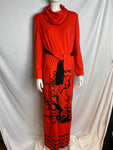 Vintage Red Dress with Firebird Print