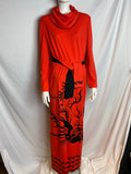 Vintage Red Dress with Firebird Print