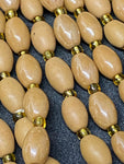 Vintage Five Strand Beige Glass Bead Necklace