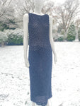 1960s Black Beaded Bodycon Body hugging knit dress
