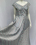 Vintage 1950s Blue & Pink Satin Flared Dress