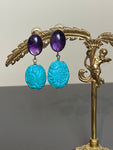 Philippe Ferrandis France Turquoise Clip On Earrings