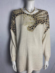 Leopard Appliqué Vintage Jumper