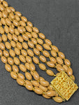 Vintage Five Strand Beige Glass Bead Necklace