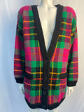 Vintage Raspberry Check Mohair Cardigan