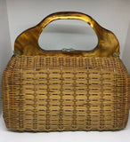 Vintage Wicker Bag with Butterscotch Lucite Handle