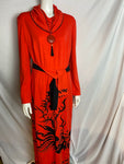 Vintage Red Dress with Firebird Print
