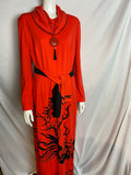 Vintage Red Dress with Firebird Print