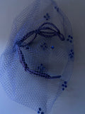 Vintage Blue Veil Headband with Full Head Coverage