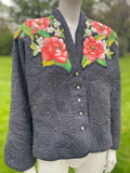 Matelasse Jacket with Appliqué silk Roses and Beads