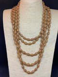 Vintage Five Strand Beige Glass Bead Necklace