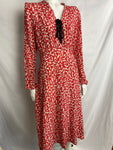 "Sitôt"Vintage 1930's Crepe Silk Floral Dress UK 14-16