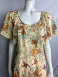 Vintage 1970s Boho Butterflies Dress
