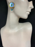 Valerie Viloin Labbe Paris Gold and Turquoise Clip-On Earrings