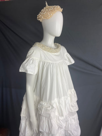 John Rocha White Babydoll Dress with Pearls