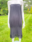 Issey Miyake Black Crocheted Tasselled Skirt Dress L