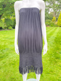 Issey Miyake Black Crocheted Tasselled Skirt Dress L