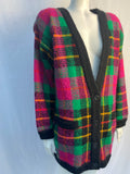 Vintage Raspberry Check Mohair Cardigan