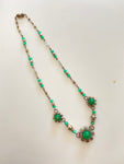 Louis Rousselet Green Glass and Metal Necklace