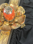 Vintage 1940s Sateen Evening Wristlet Bag with Coral